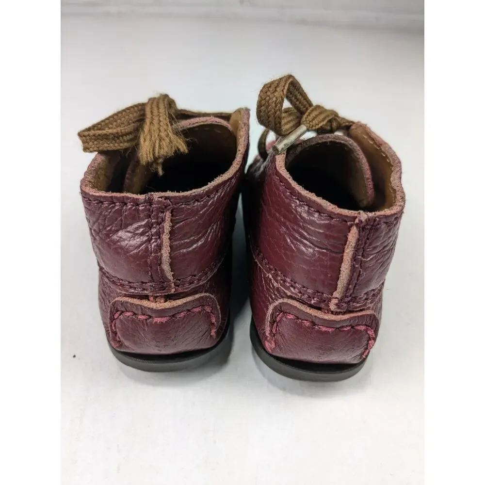 Atlanta Moccasin Infant/Toddler Burgundy Leather Booties 21 EU 5.5 US